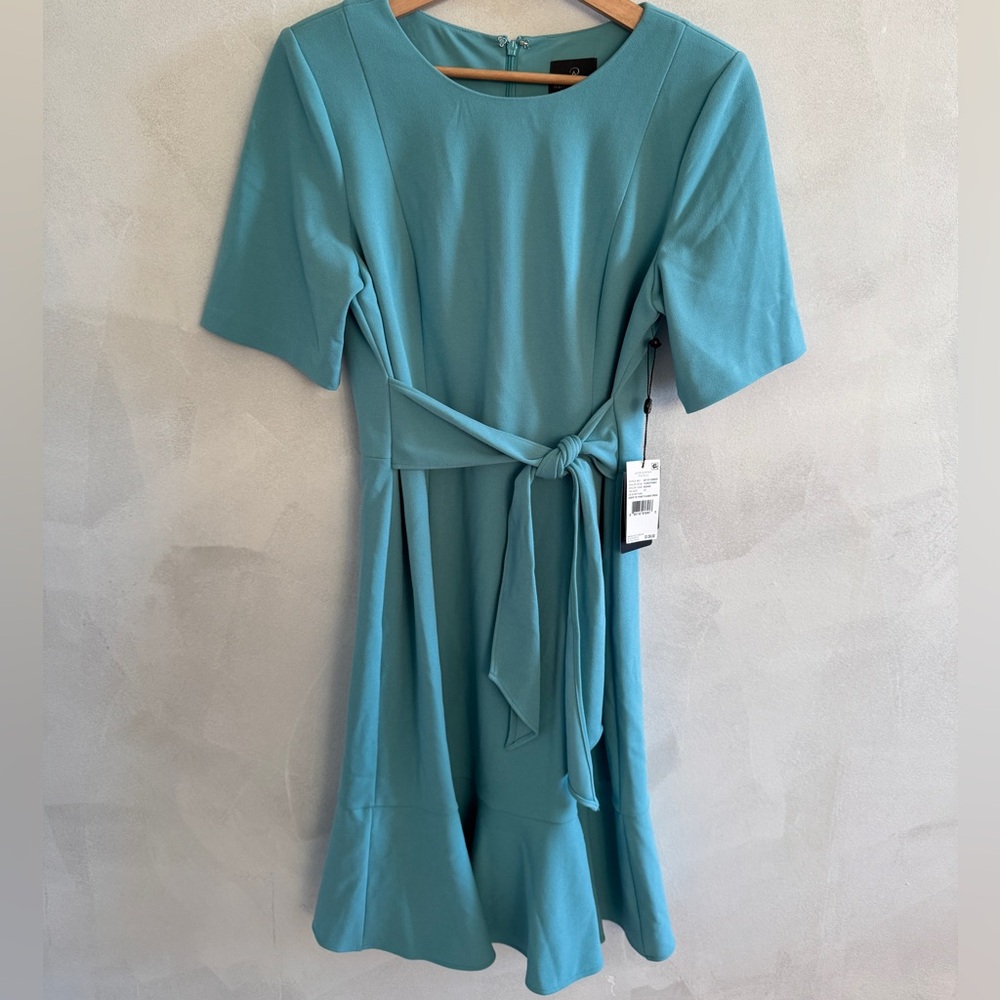 Adrianna Papell - Teal Midi Dress with Tie Waist - Size 12 (NWT)